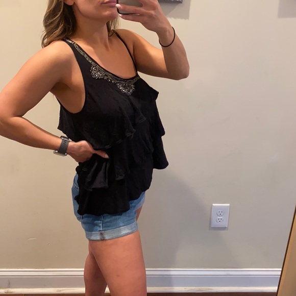 Free People Ruffled One Shoulder Tank Top Size M - Picture 2 of 12